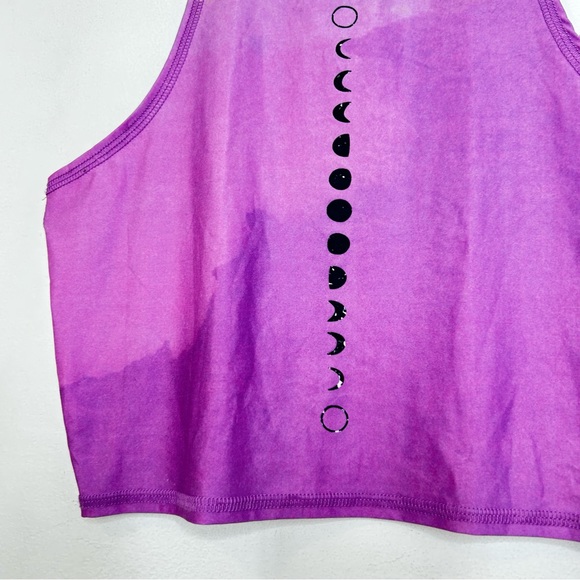 TEEKI Moon Mermaid Crop Tank Top Yoga Stretch Celestial Purple Pink Ombré M - Picture 5 of 13